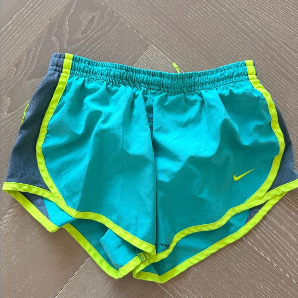 Nike Dri-Fit Teal and Yellow Shorts